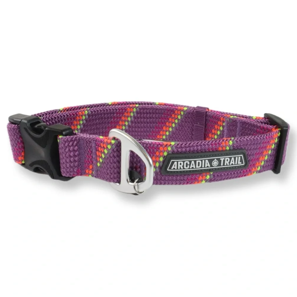 Arcadia Trail Reflective Purple Paracord Dog Collar - XL